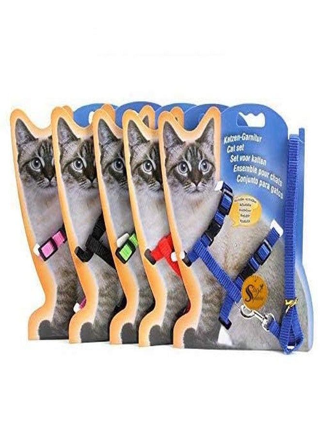 Sage Square Cat Harness & Leash for Walking, Escape Proof, Durable & Adjustable Harness with Leash Rope Set for Cat (Random) - Image 1